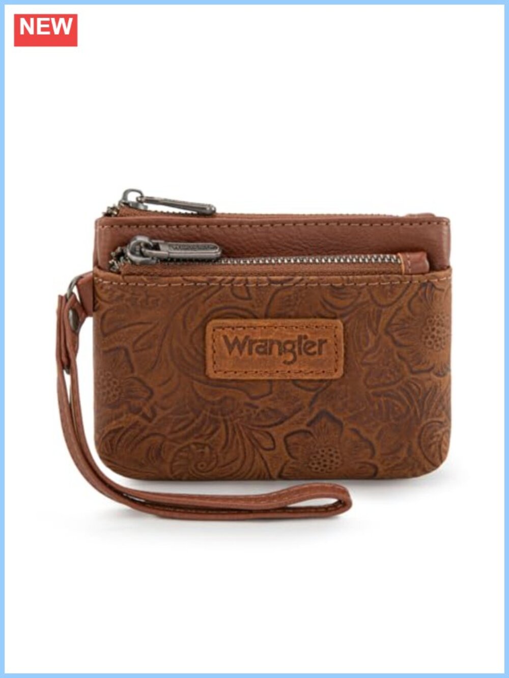 RFID Wristlet Coin Purse Wallet Floral Embossed Faux Leather